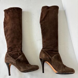 Cole Haan Suede Heeled  Knee High Boot Brown  Size 6.5 B Quiet Luxury 90s